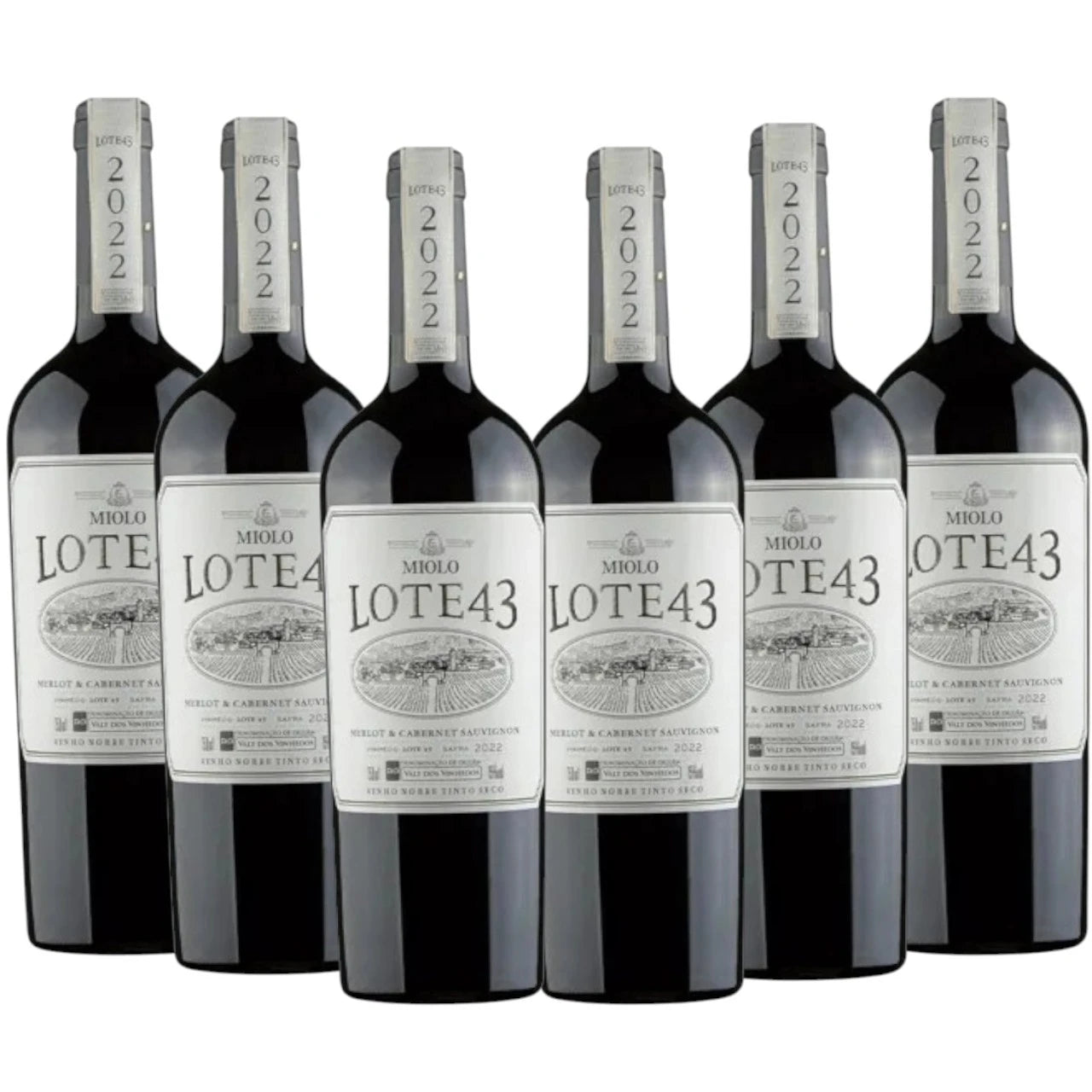 Kit 6 gfas Vinho Miolo Lote 43 Na caixa madeira Personalizada