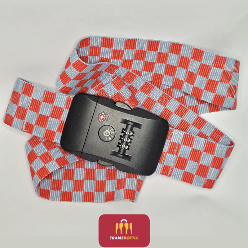 Case de Proteção de Garrafas de Vinho e Cadeado em Tecido Vermelho Inviolável TSA